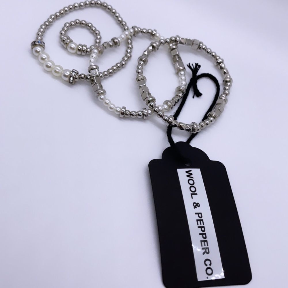 NWT Wool + Pepper Co. Silver Matching Jewelry Set